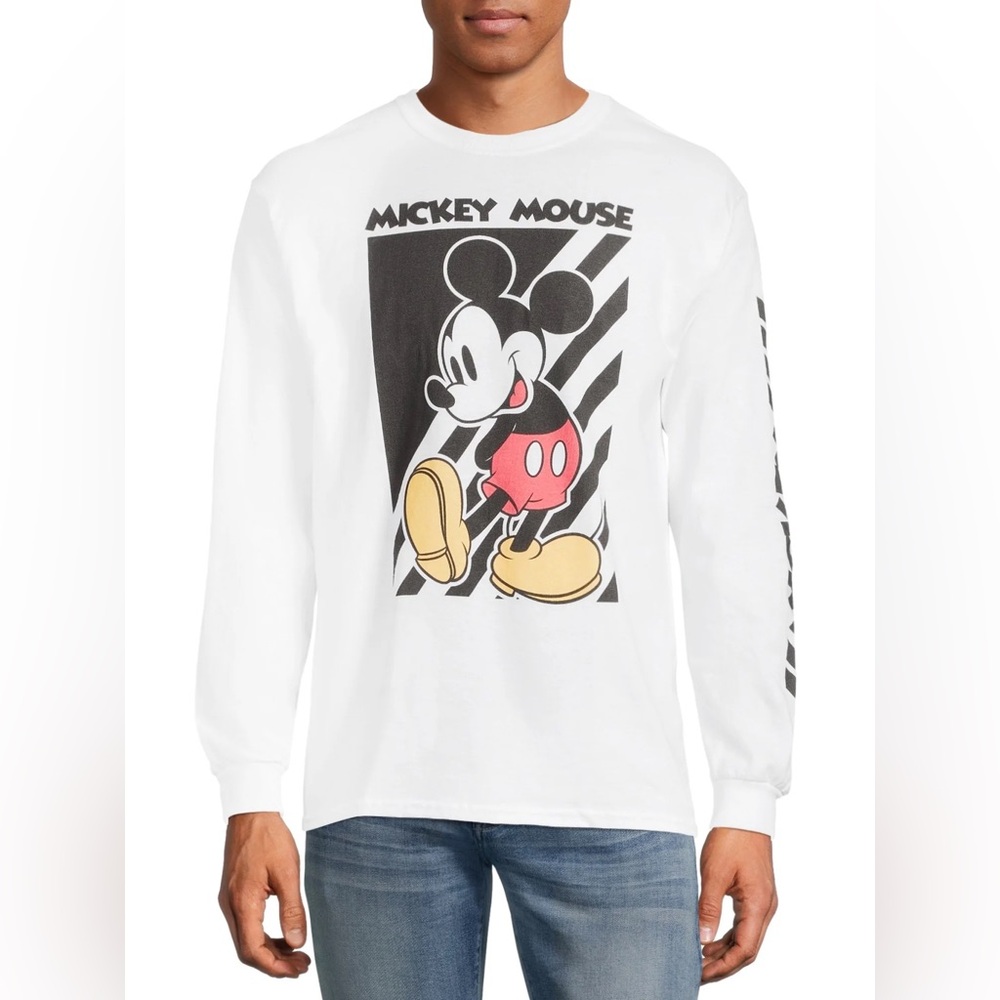 Disney Mickey Mouse Graphic White Long Sleeve Shirt